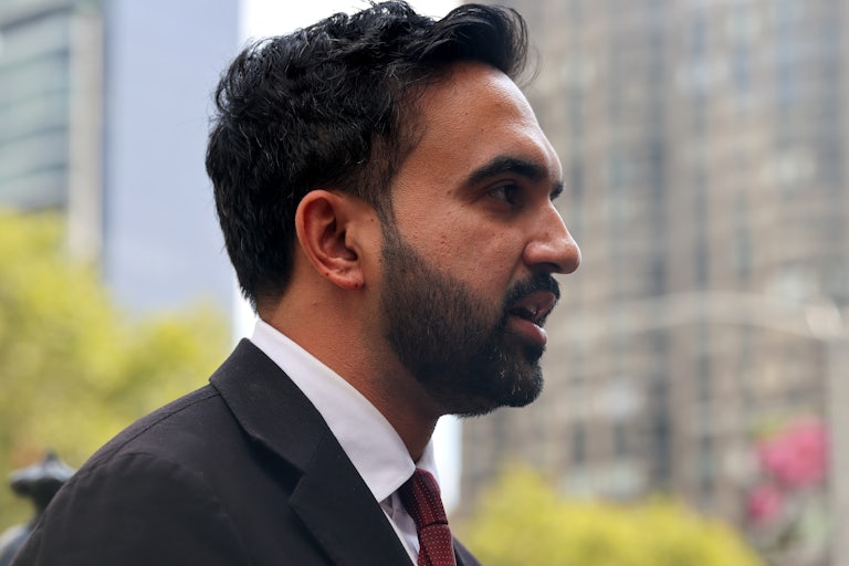 NYC Mayoral Candidate Zohran Mamdani speaks to reporters.