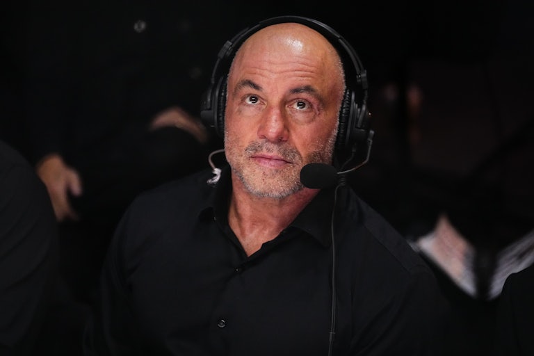 Joe Rogan wears a headset