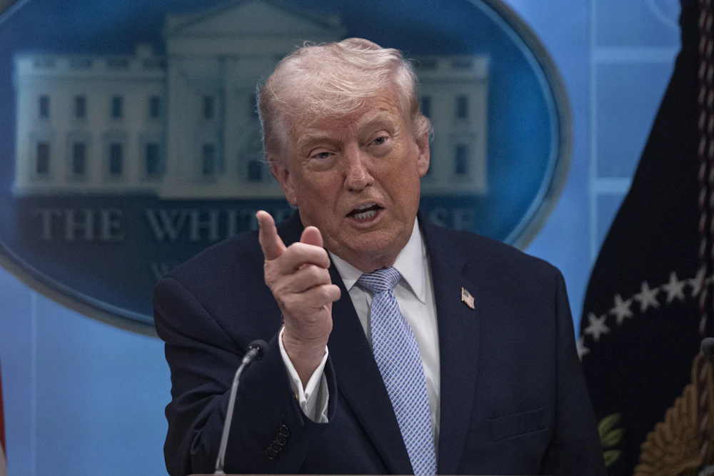 President Donald Trump holds a Press Conference in the James S. Brady Press Briefing Room.