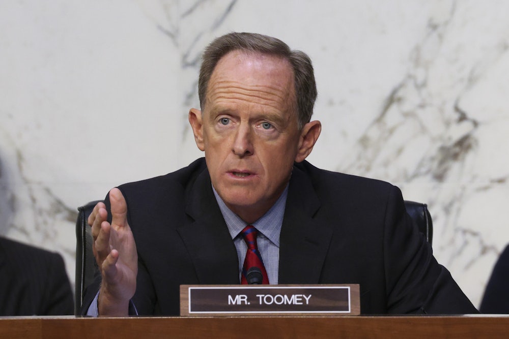 Pennsylvania Senator Pat Toomey speaks during a hearing.