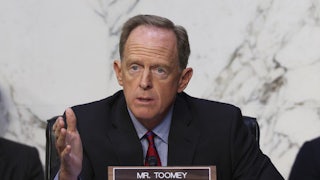 Pennsylvania Senator Pat Toomey speaks during a hearing.