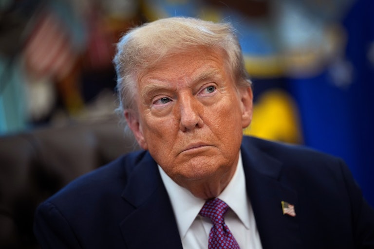 President Donald Trump in a press conference.