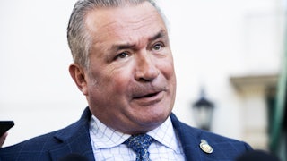 Representative Don Bacon speaks to reporters