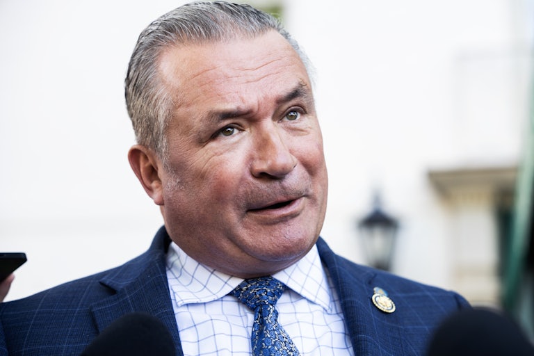 Representative Don Bacon speaks to reporters