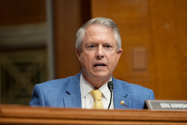 Senator Roger Marshall speaks during a Senate committee hearing