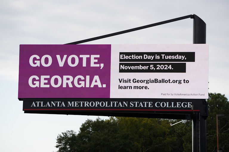 A billboard tells people to vote early in Georgia