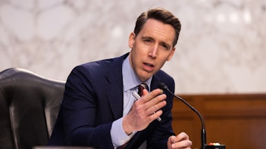 Republican Senator Josh Hawley speaks at a committee hearing.