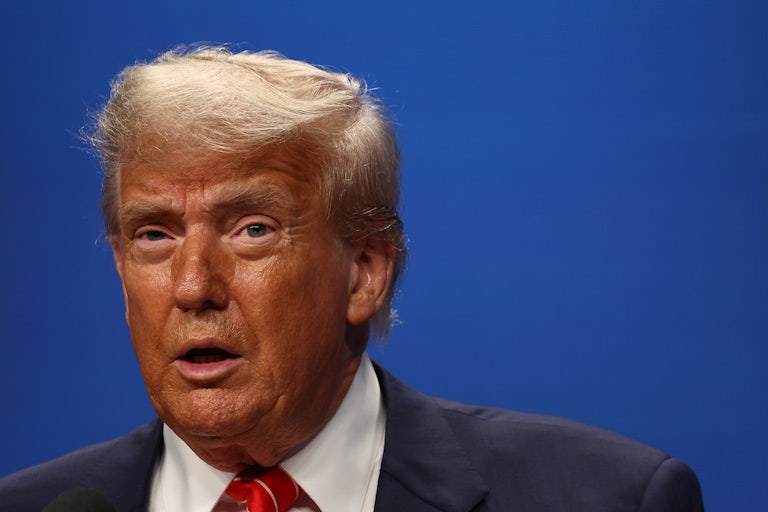 Trump's mouth is open