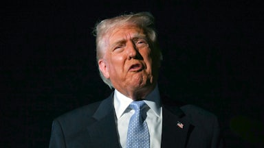 Donald Trump grimaces while talking