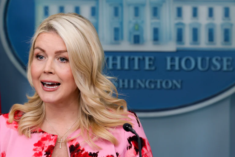 Karoline Leavitt speaks during a White House press briefing.