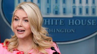 Karoline Leavitt speaks during a White House press briefing