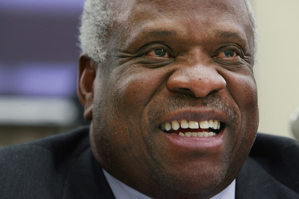 A close up of Justice Clarence Thomas