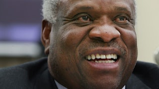 A close up of Justice Clarence Thomas