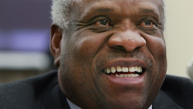 A close up of Justice Clarence Thomas