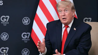 Donald Trump speaking at the G7 summit
