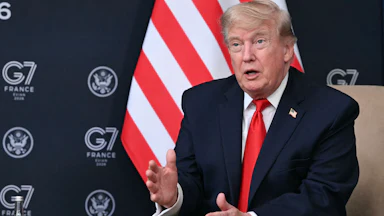 Donald Trump speaking at the G7 summit