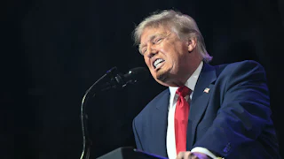 Donald Trump speaks during the kick-off celebration for the “Great American State Fair” on the National Mall in Washington, D.C.
