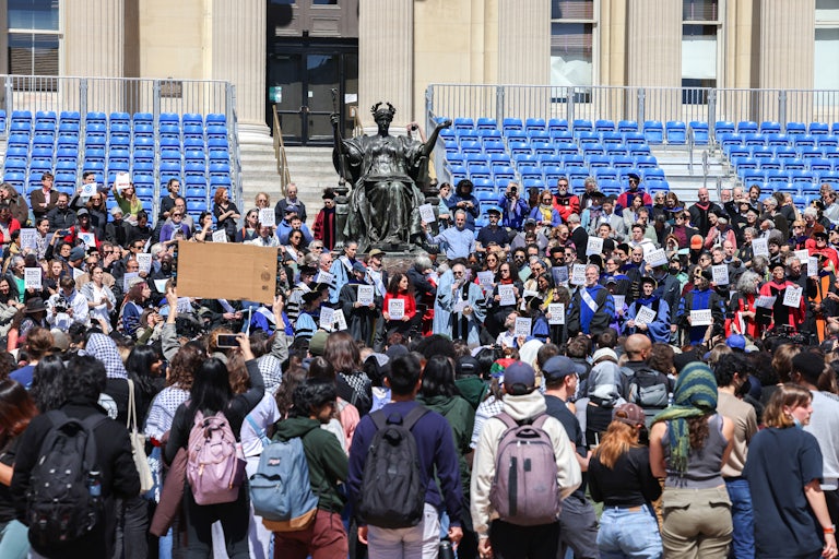 People protest in support of Palestine on Columbia University's campus