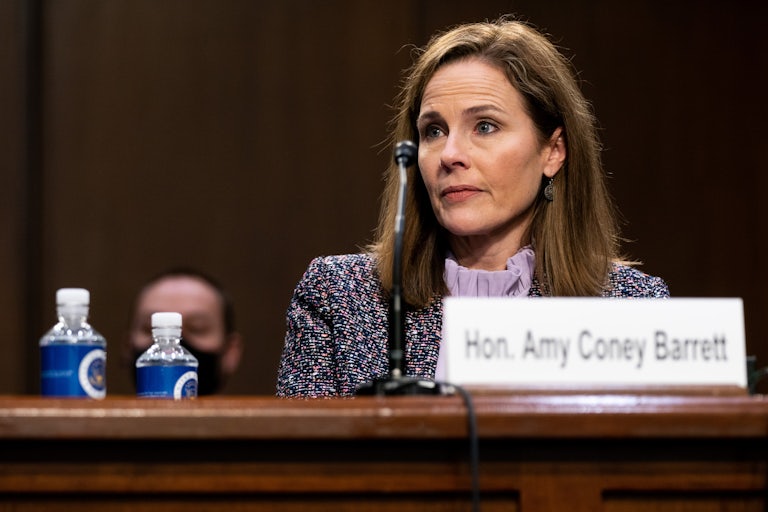 Amy Coney Barrett at this week’s Supreme Court hearings.