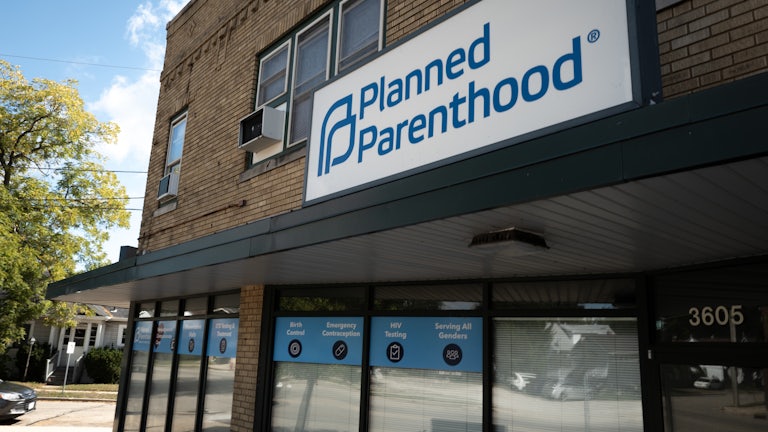 A sign marks the location of a Planned Parenthood clinic on September 25, 2025 in Kenosha, Wisconsin.