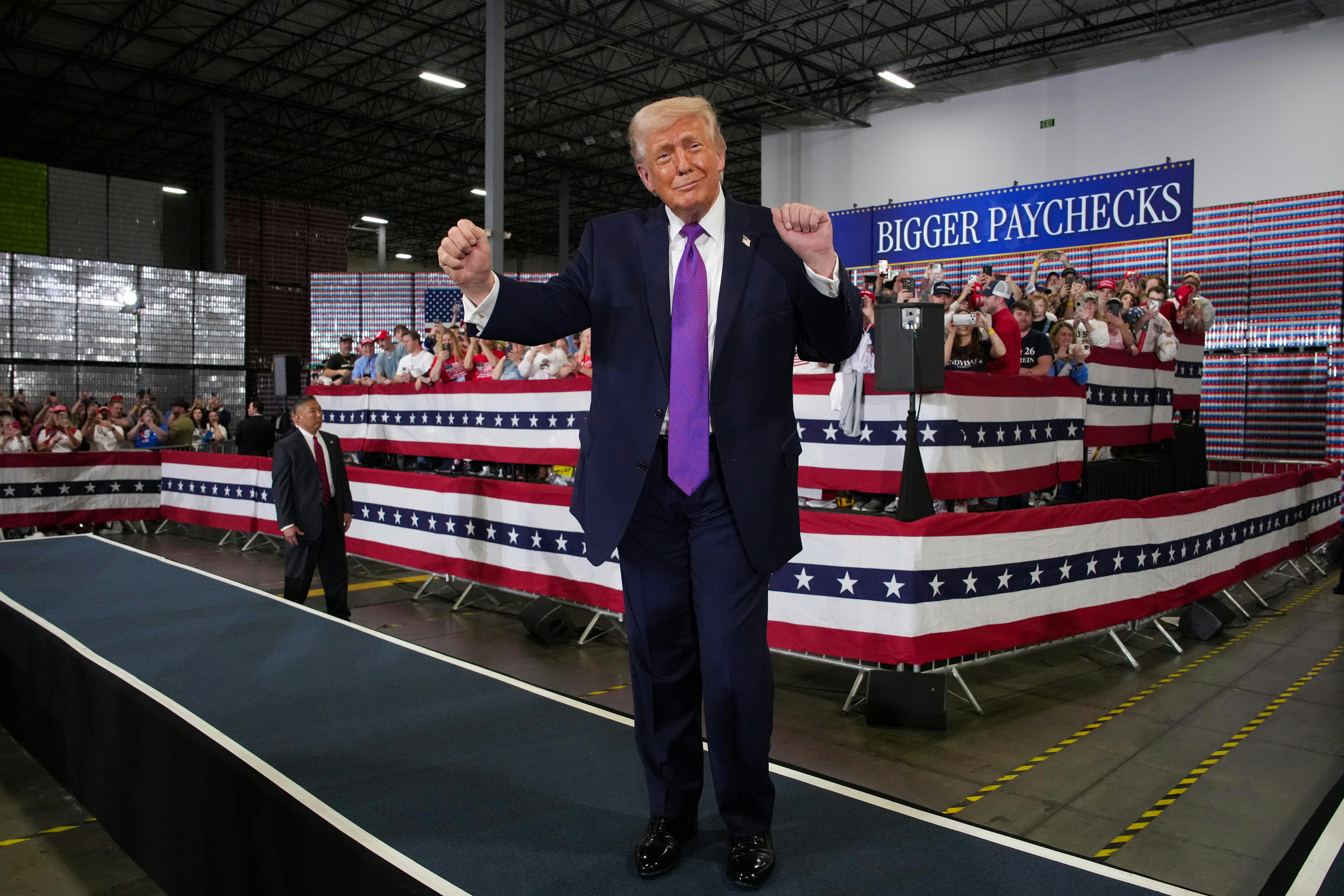 Trump at an event at in Hebron, Kentucky