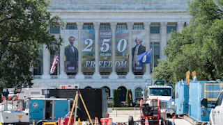 Workers build Freedom 250’s Great American State Fair on the National Mall