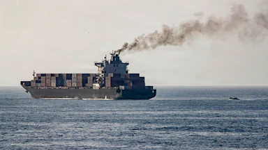 A ship sails in the Strait of Hormuz