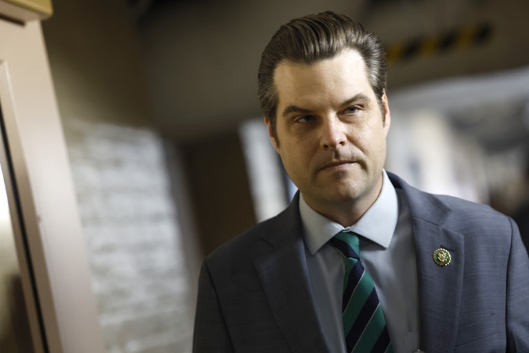 Matt Gaetz walking (he kinda looks like a zombie)