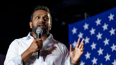 Kash Patel, a former chief of staff to then-acting Secretary of Defense Christopher Miller, speaks during a campaign event for Republican election candidates in Tucson, Arizona.