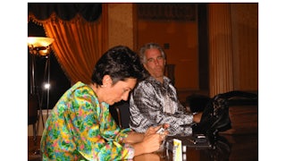 Ghislaine Maxwell and Jeffrey Epstein are seen outside No 10 Downing Street in a photo.