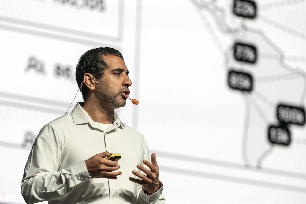 Balaji Srinivasan speaks during the Singapore Fintech Festival in 2022.