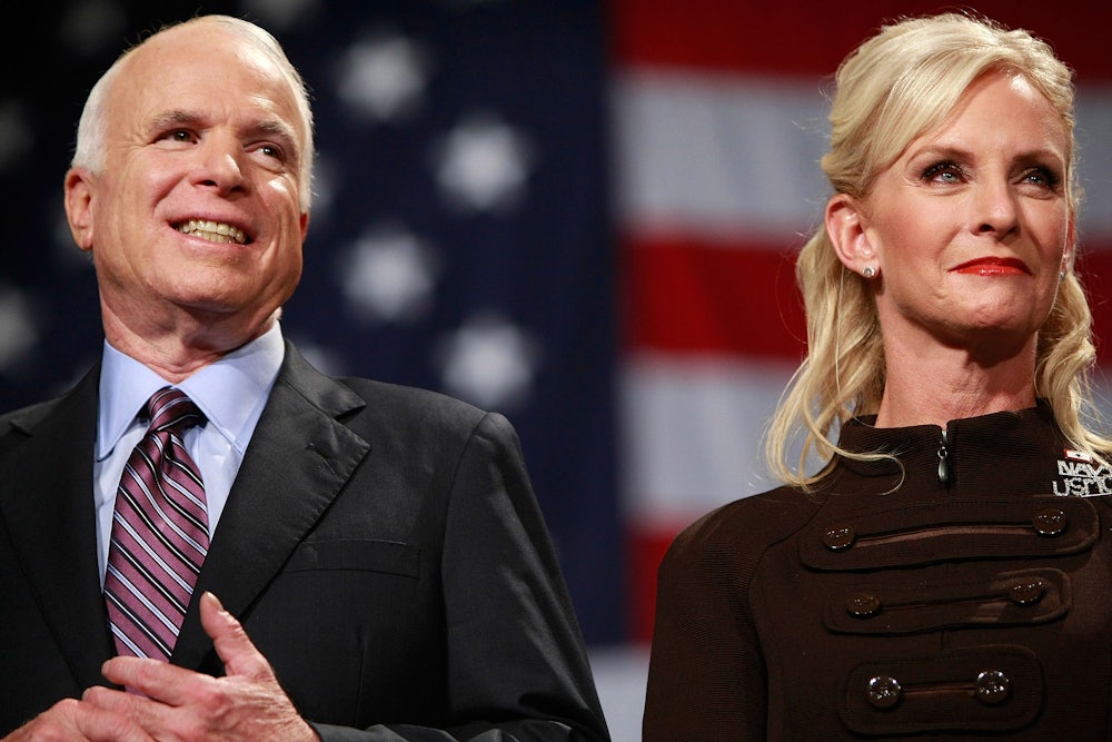 Republican presidential nominee Sen. John McCain (R-AZ) (L) and his wife Cindy McCain in 2008.