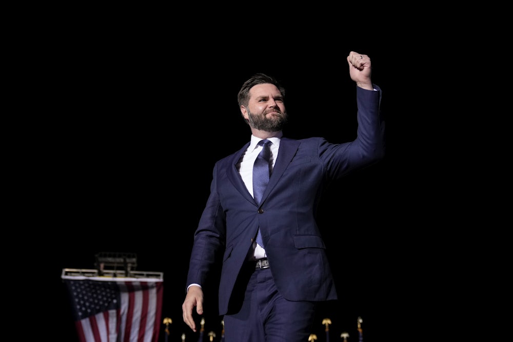 JD Vance arrives to speak at the Dayton International Airport in Vandalia, Ohio.