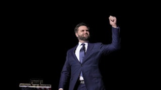 JD Vance arrives to speak at the Dayton International Airport in Vandalia, Ohio.