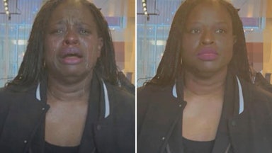 A screenshot of the AI-altered image of Nekima Levy-Armstrong’s arrest that the White House posted on X, and a screenshot of the original photo