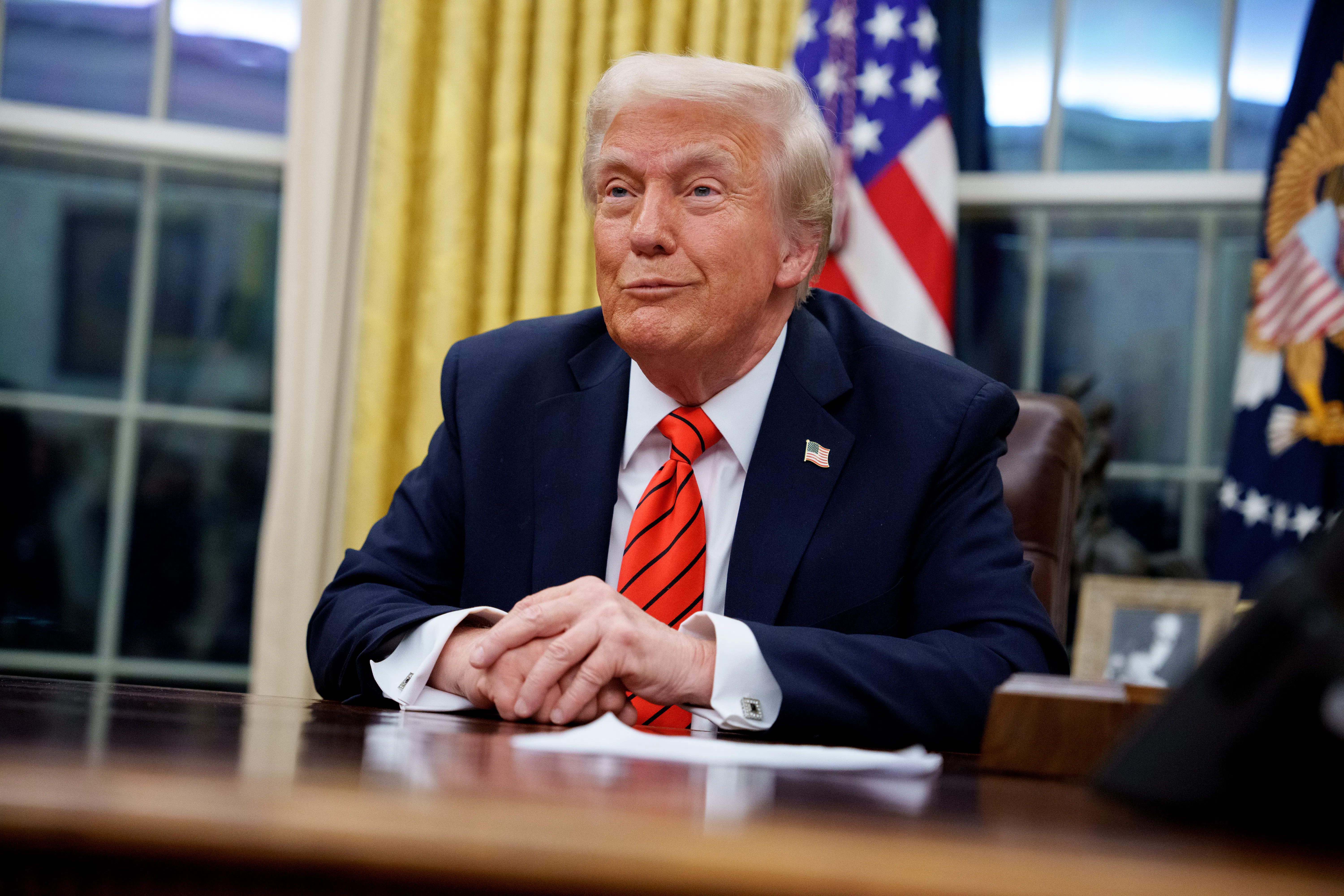 Trump smirking