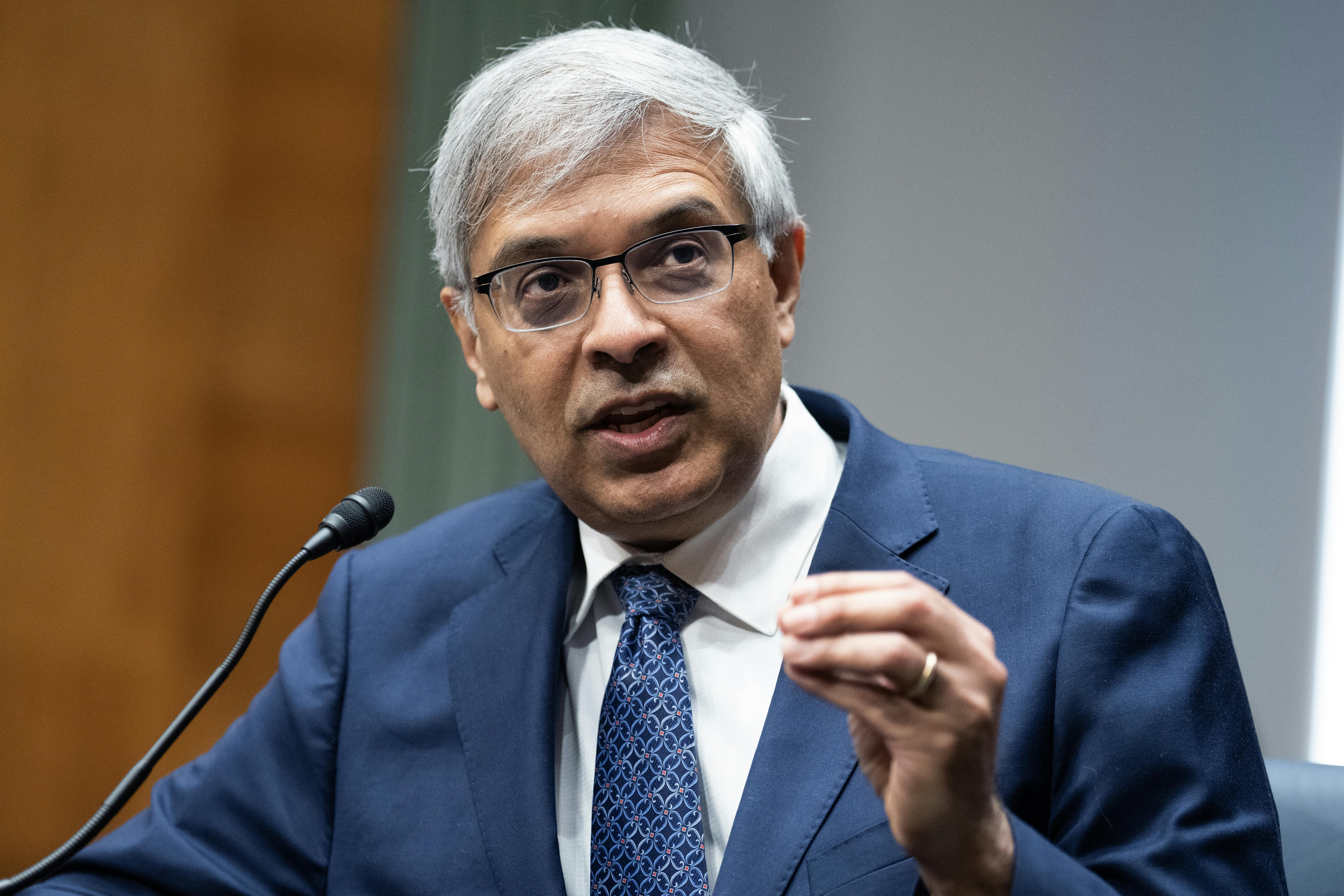 Jay Bhattacharya gestures and speaks