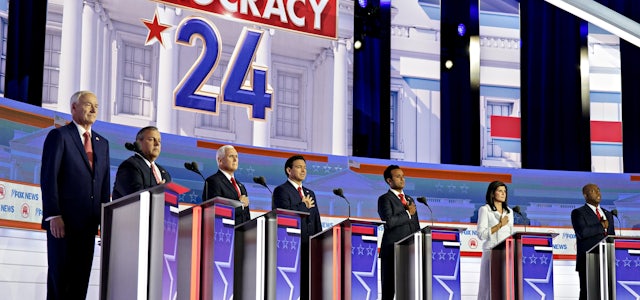 The First Republican Debate Was One Long Stare Into a Trump-Shaped Void The First Republican Debate Was One Long Stare Into a Trump-Shaped Void