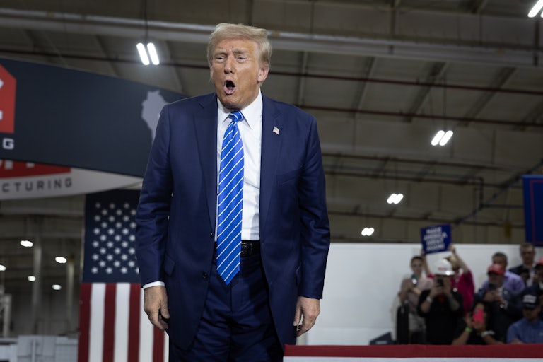 Donald Trump yells at a campaign rally