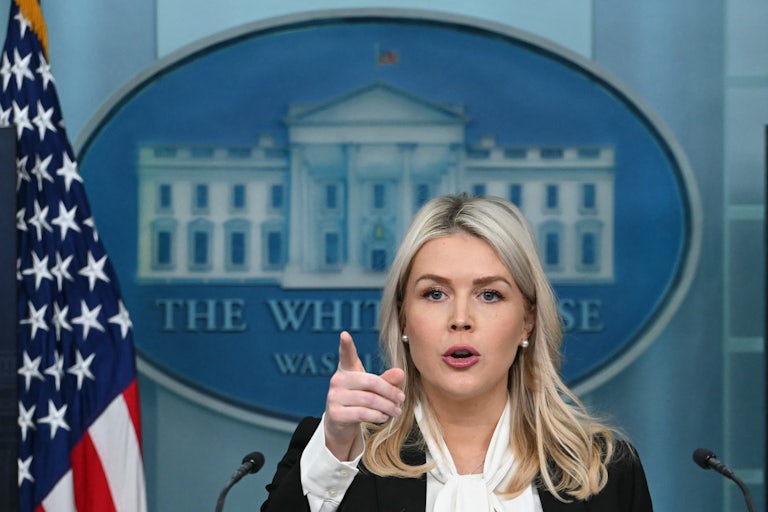 White House press secretary Karoline Leavitt in the briefing room