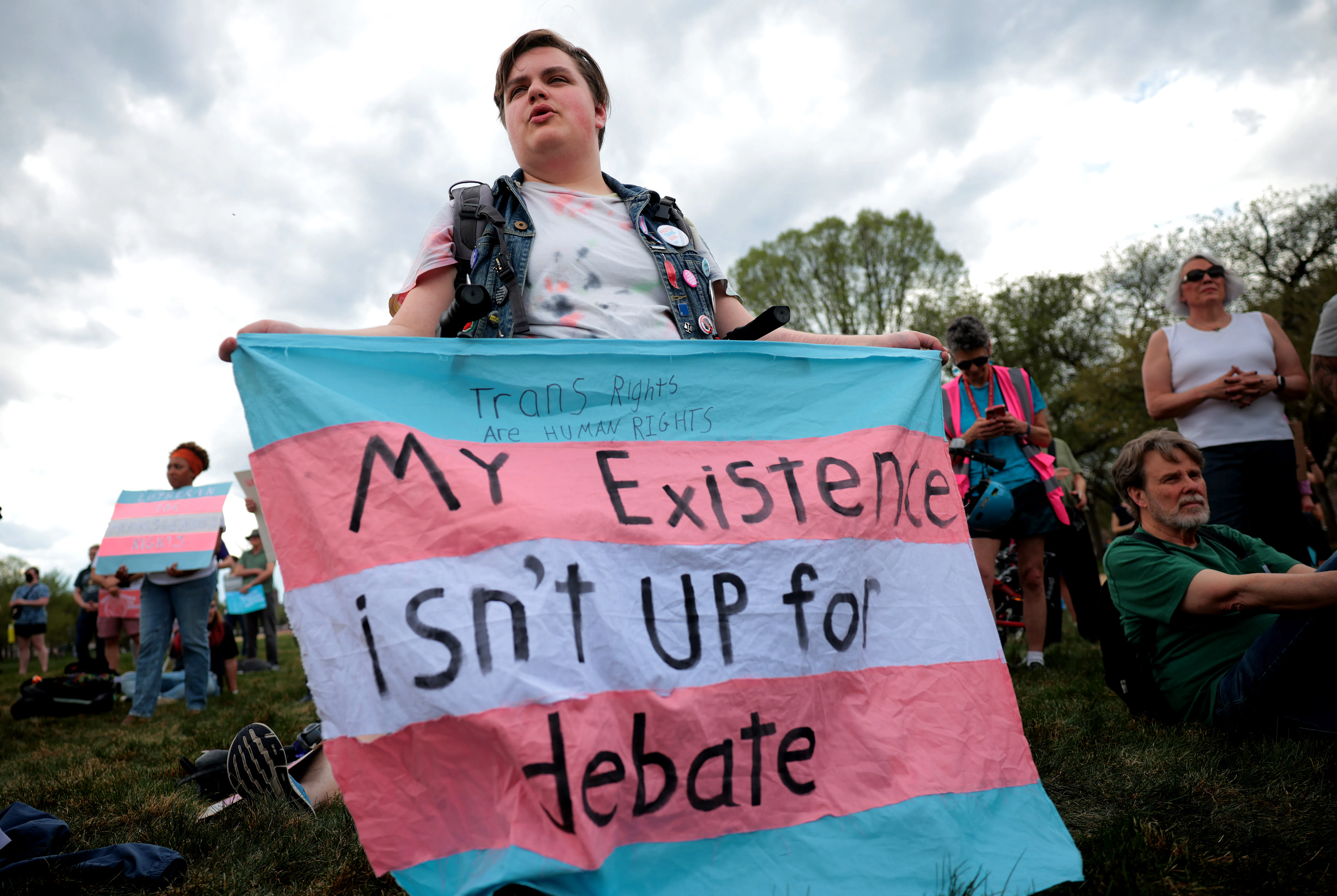 trans rights protester