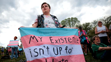 trans rights protester