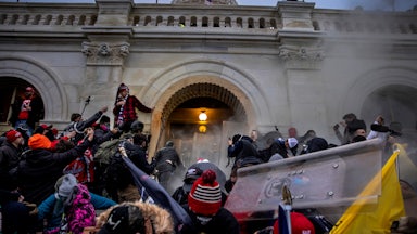 Trump supporters clash with police and security forces as people try to storm the U.S. Capitol on January 6, 2021 in Washington, DC.