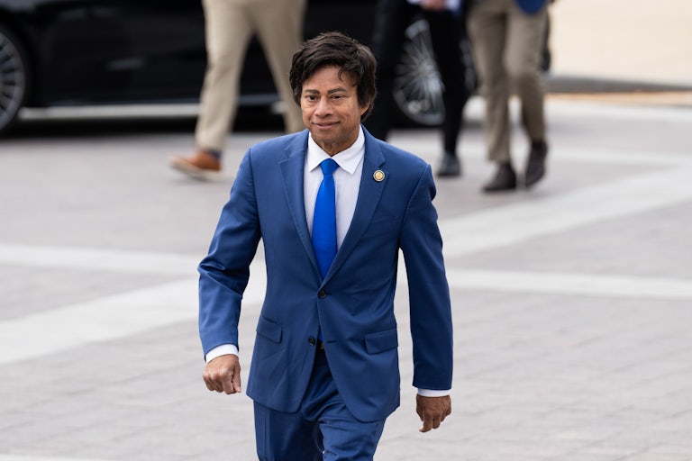 Representative Shri Thanedar walks outside the Capitol