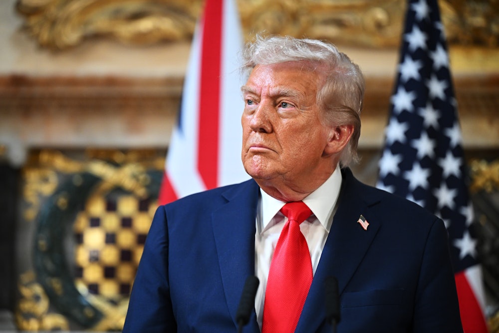 Donald Trump looks to the side