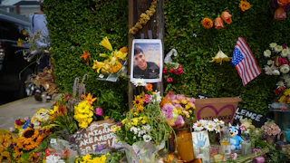 A memorial for Joan Sebastian Guerrero, who was shot dead by ICE agents in Biddeford, Maine