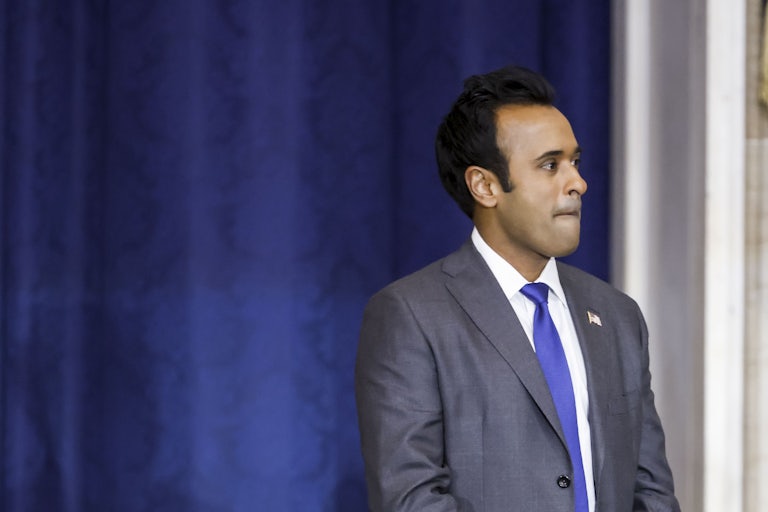 Vivek Ramaswamy stands in the Capitol ahead of Donald Trump’s inauguration