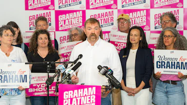 Graham Platner with Planned Parenthood activists