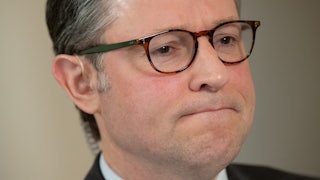 Mike Johnson looks embarrassed