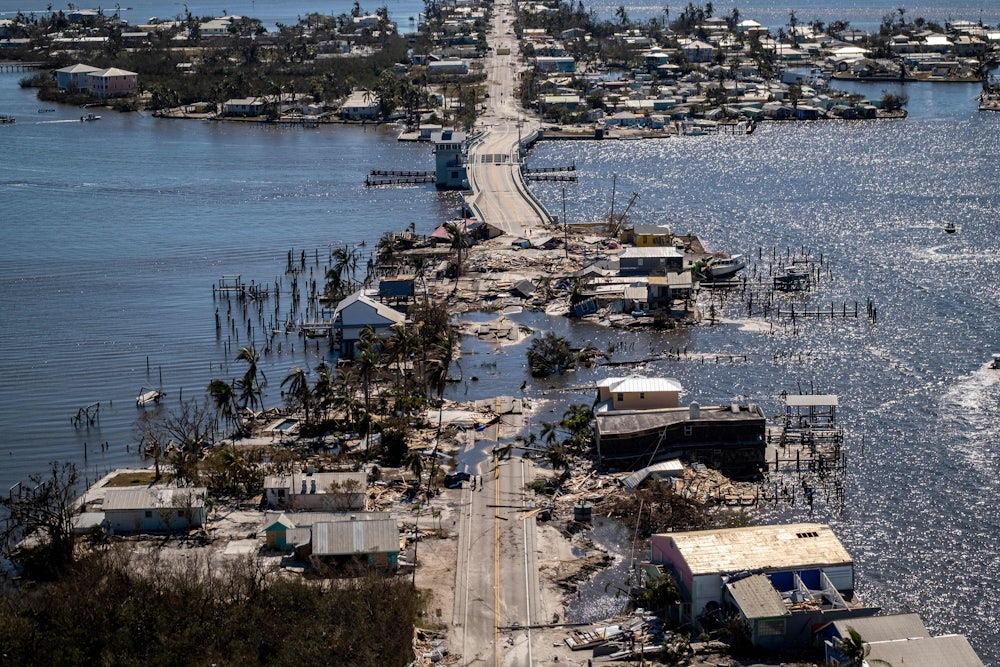 In September 2022, Hurricane Ian destroyed the only road into the Matlacha neighborhood of Fort Myers, around 15 miles northeast of Fort Myers Beach.